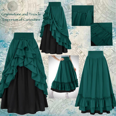 Rosaline Bustle It Up Skirt in Peacock  over Black