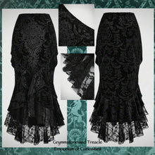 The Nereid Embossed Velvet and Lace Fishtail Skirt