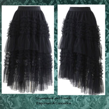 Tulle Layered Ruched Ruffle High Low Skirt