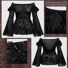 Midnight Masquerade Flocked Velvet Blouse - Size 16 to 18