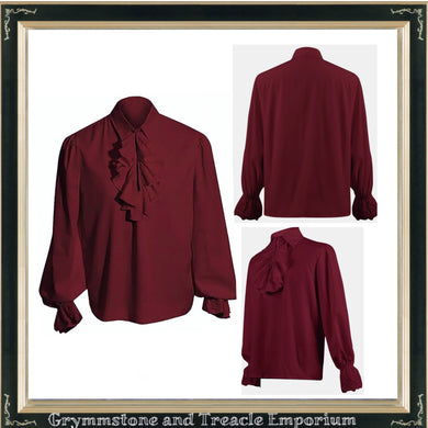 Pirate Renaissance Shirt with Bishop Sleeves in Cranberry Red