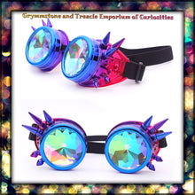 Blurple Chameleon Spiked Rave Goggles with Kaleidoscope Lenses