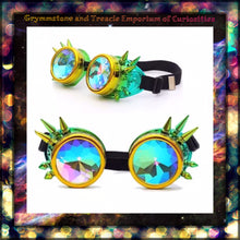 Cosmic Green Chameleon Spiked Cyber Rave Goggles